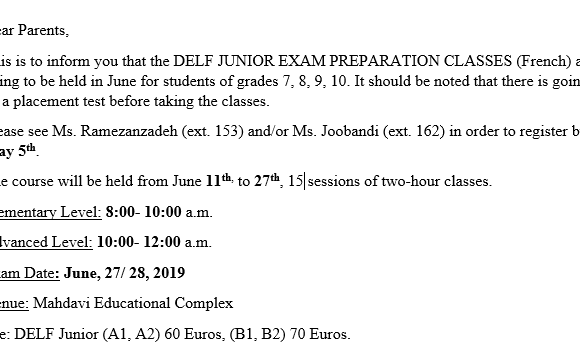 DELF Junior preparation classes