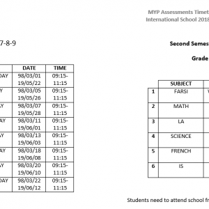 The New MYP Exams Schedule